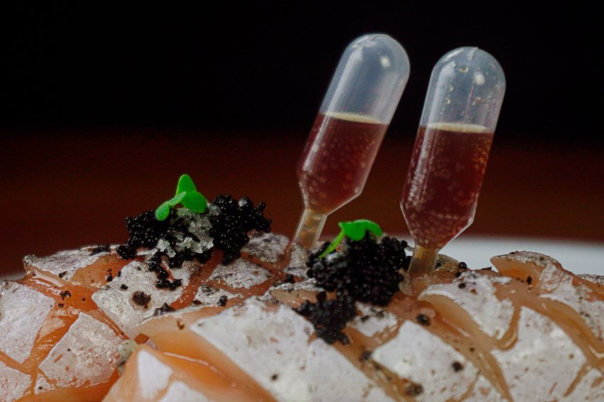 À La Carte — salmão com cápsulas de soja